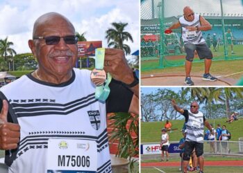 Fiji prime minister, 75, takes bronze in shot put competition