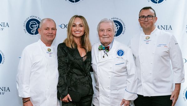 Italian chef Giada De Laurentiis (second from left) joins renowned French chef Jacques Pépin (third from left) as a culinary ambassador for Oceania Cruises to continue elevating its culinary offerings.