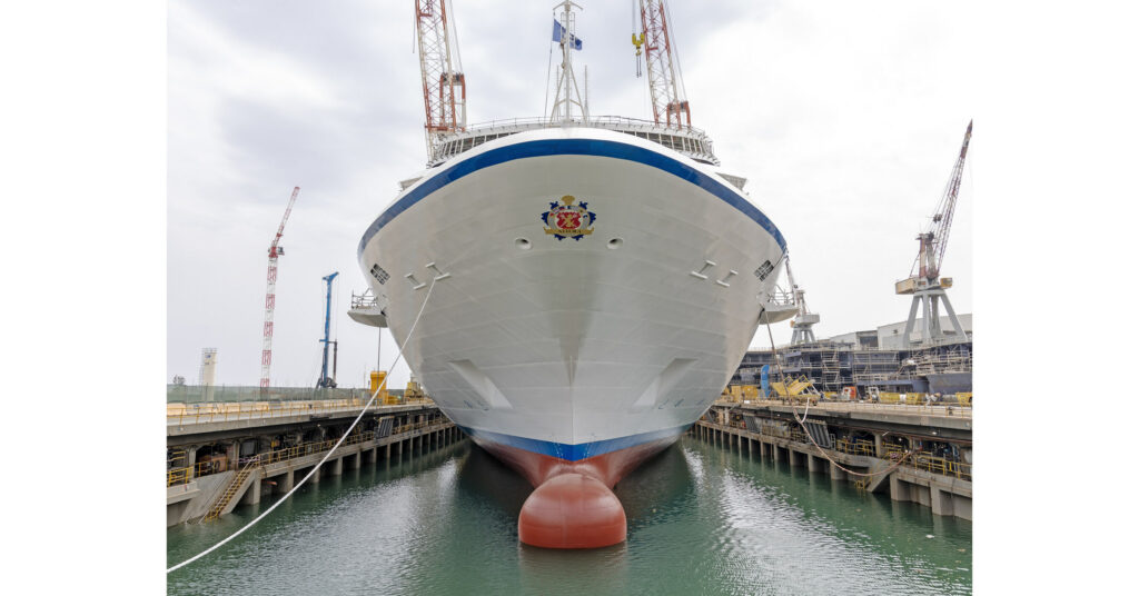 Oceania Cruises Floats Out New Ship Allura at Fincantieri Shipyard In Genoa, Italy