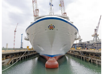 Oceania Cruises Floats Out New Ship Allura at Fincantieri Shipyard In Genoa, Italy